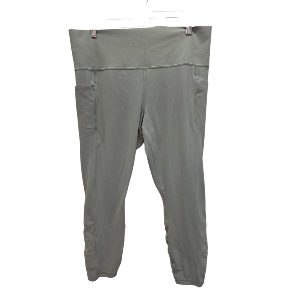 Athleta Salutation Stash Pocket II Cinch 7/8 Leggings XL Sage Green Ruched
